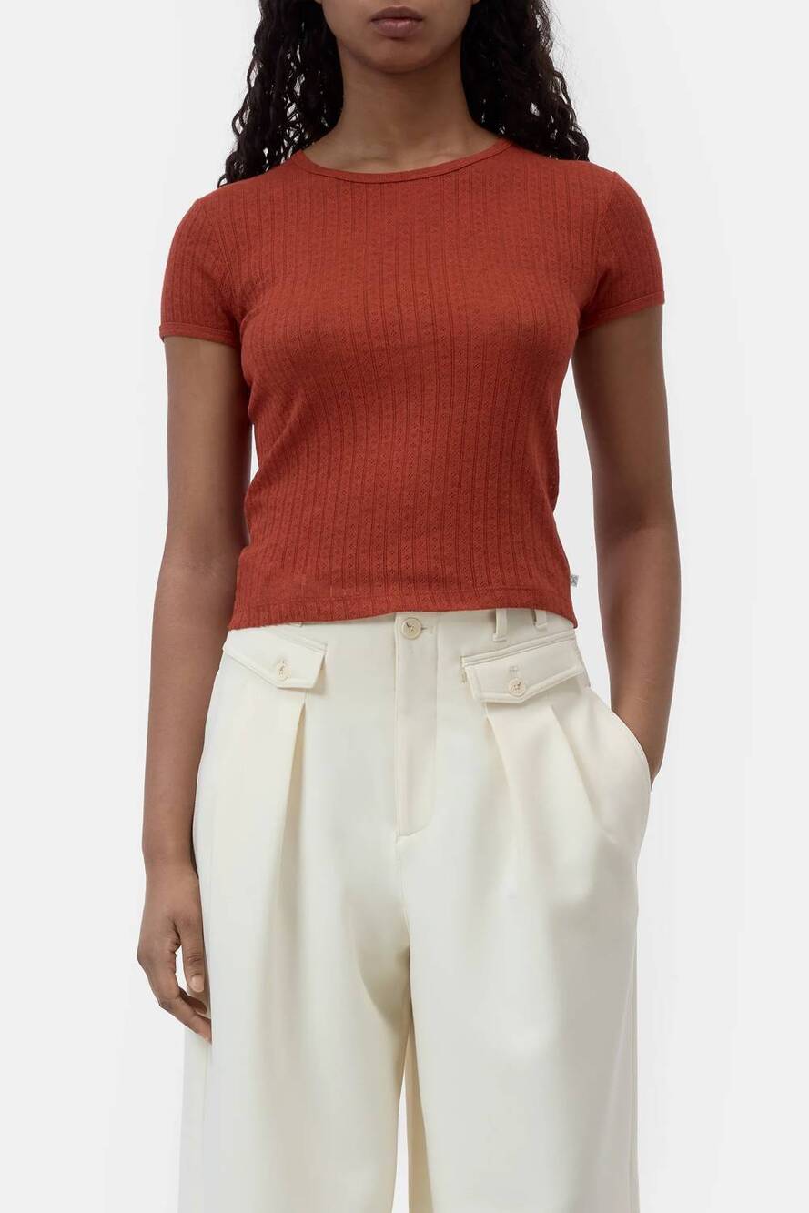 NEW CLOSED slim fit t-shirt in brick red